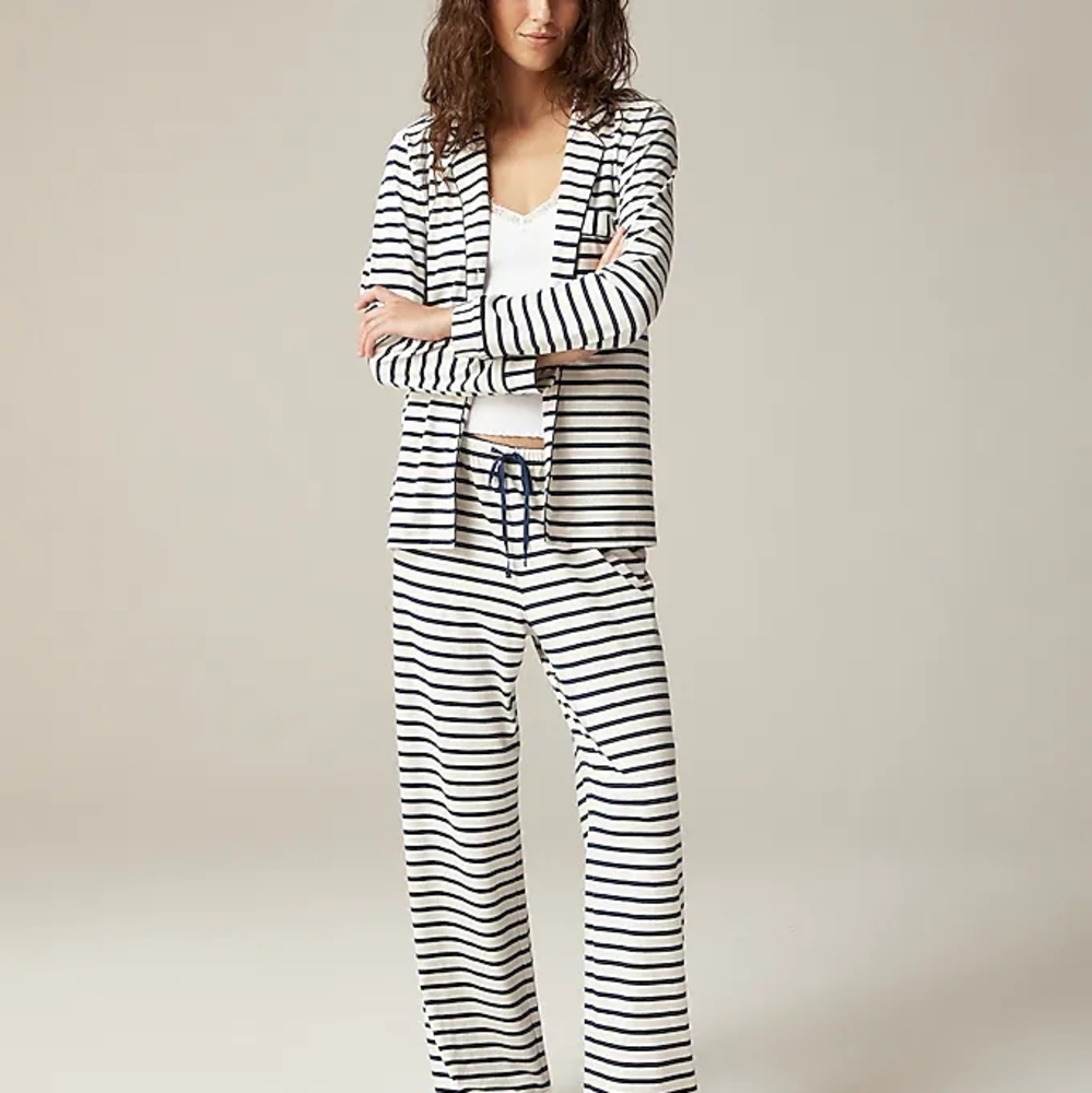 J. Crew Dreamy Cotton Blend Striped Pajama Pant Set NEW